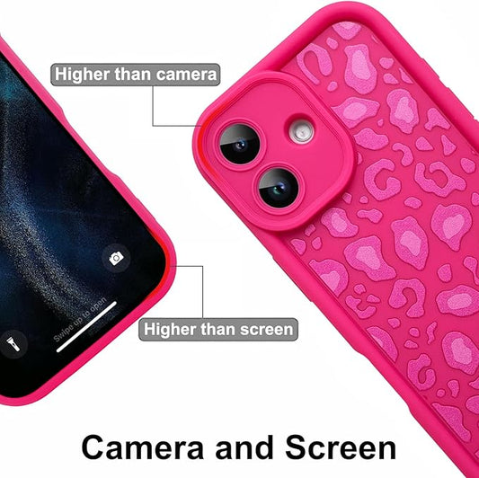 KANGHAR Case Compatible with iPhone 17 Leopard Printed Pattern Cute Cheetah Phone Case Soft TPU Shockproof Protective Cover Designed for iPhone 17 6.3 Inch Hot Pink