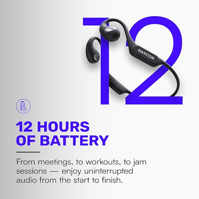 Raycon Open Headphones – Lightweight Wireless Over-Ear Design with Immersive Sound Quality, Long Battery Life, and Comfortable Fit for All-Day Wear - (Black)