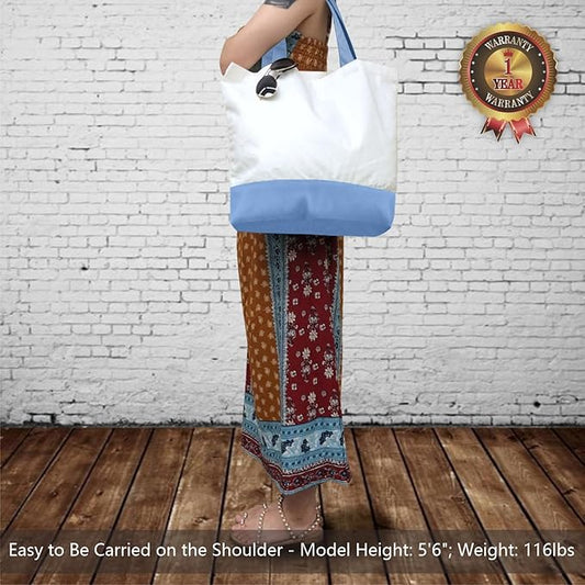 TOPDesign 1-Pack Super Strong Large 12oz Cotton Canvas Tote Bag, Reusable Grocery Shopping Cloth Bag, Fashionable Two-Tone Tote for Crafts, DIY Your Creative Designs