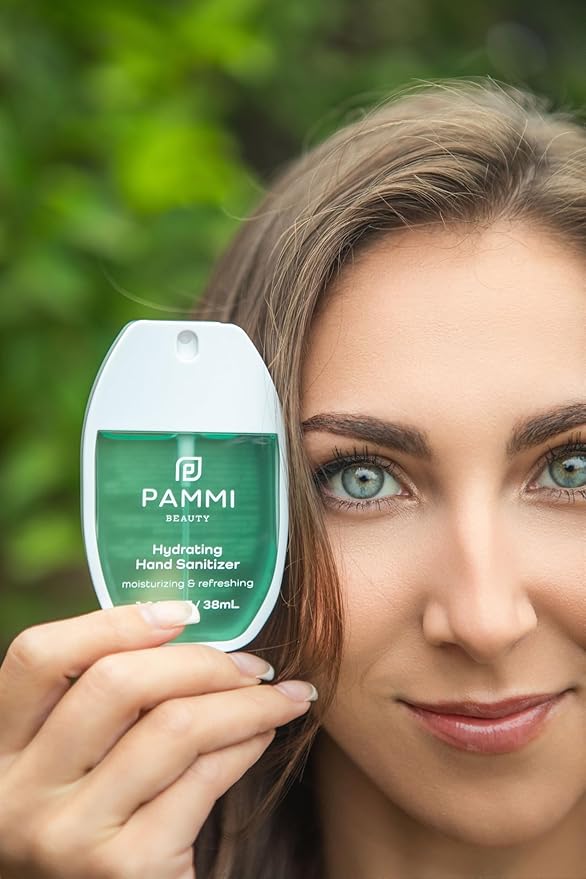 PAMMI Hand Sanitizer Spray Travel Size - Mini Scented Hand Sanitizer Spray Quicky Dry, Pocket Scented Hand Saniztier - 600-Sprays (2 Pack (Aloevera, Guava))