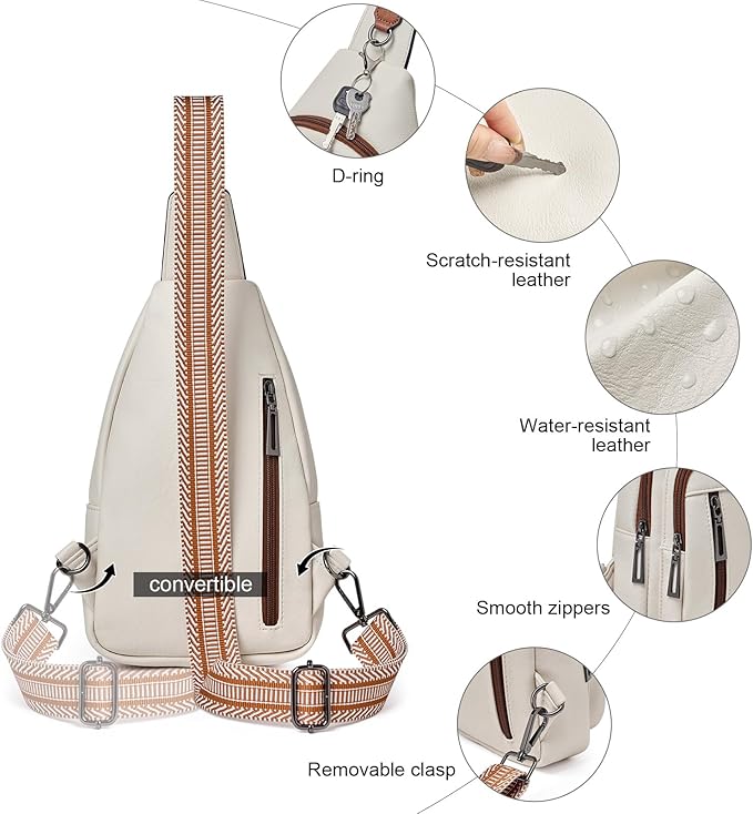 Womens Sling Bag Crossbody Bags for Women Vegan Leather Sling Backpack Daypack Fanny Pack Crossbody Purse Travel