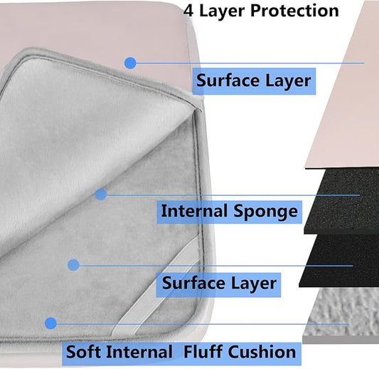 Laptop Sleeve Case 14 inch, Durable Shockproof Protective Computer Cover Flip Case Briefcase Carrying Bag Compatible with 14" HP, Lenovo, Asus, Acer, Notebook, Chromebook Computer, Pink