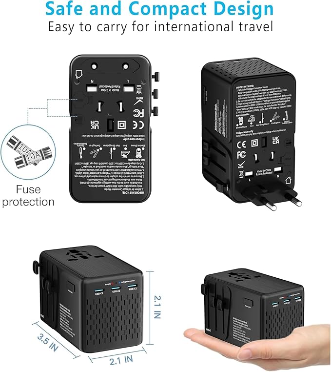 Travelconverter Adapter Voltage Converter That Steps Down 230 Volts to 120 Volts for use in Over 200 Countries,Including The U.S., U.K., Europe, and Australia