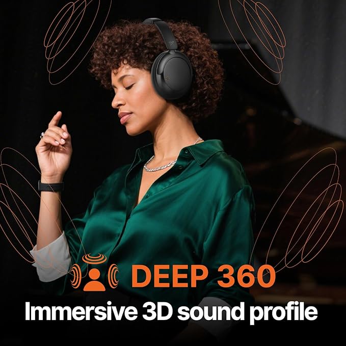 VOKALEN Hyper GO Wireless Over-Ear Noise Cancelling Headphones with Mic, 60H Playtime, Bluetooth Headset, Multi-Device Pairing, Ultra-Lightweight for Travel, Work, Study