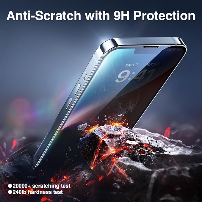 SMARTDEVIL 2+2Pack Privacy Screen Protector for iPhone 14 Plus with Camera Lens Protector,Shatterproof Tempered Glass [True 28°Anti Spy][9H Hardness][Automatic Dust-Elimination Install][Bubble Free]