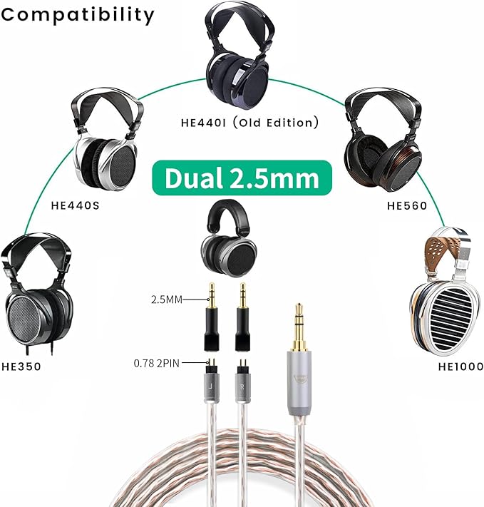 okcsc 2.5MM Male to 0.78 2 Pin Female Headphone Adapter for Dual 0.78 2 Pin Cable Adapter for Bose QC45 QC35 QC35II 700 QC25 Headphone 1 Pair Black