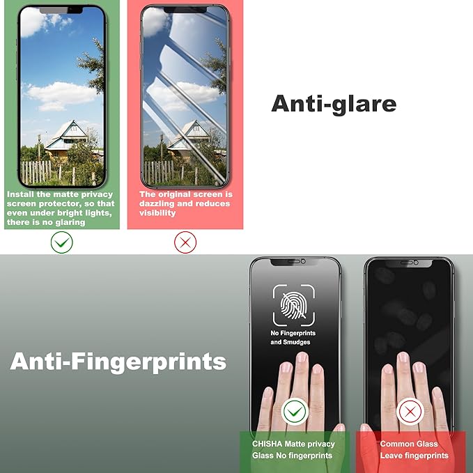 2 Pack Matte Privacy Screen Protector for iPhone 11 Pro and iPhone xs and iPhone x 5.8-Inch Auto Dust Removal, No Bubbles,Anti-Spy Tempered Glass Film, Easy Installation