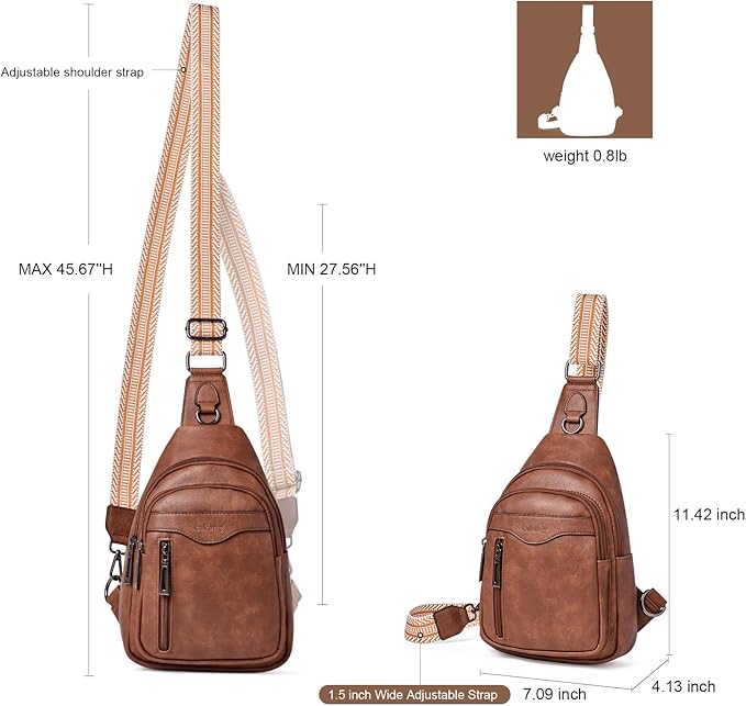 Womens Sling Bag Crossbody Bags for Women Vegan Leather Sling Backpack Daypack Fanny Pack Crossbody Purse Travel