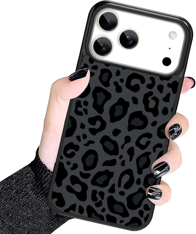KANGHAR Case Compatible with iPhone 17 Pro Max,Black Leopard Design,Tire Texture Non-Slip +Shockproof Rugged TPU Protective Case for iPhone 17 Pro Max 6.9 Inch