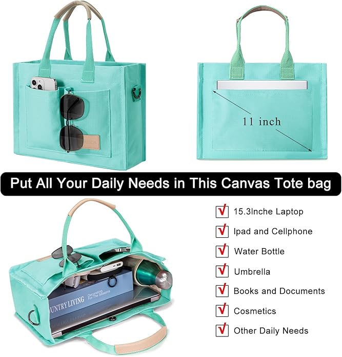 Tote Bags for Women Canvas Tote Purse Crossbody with Pockets Top Handle Shoulder Satchel Bag for Women