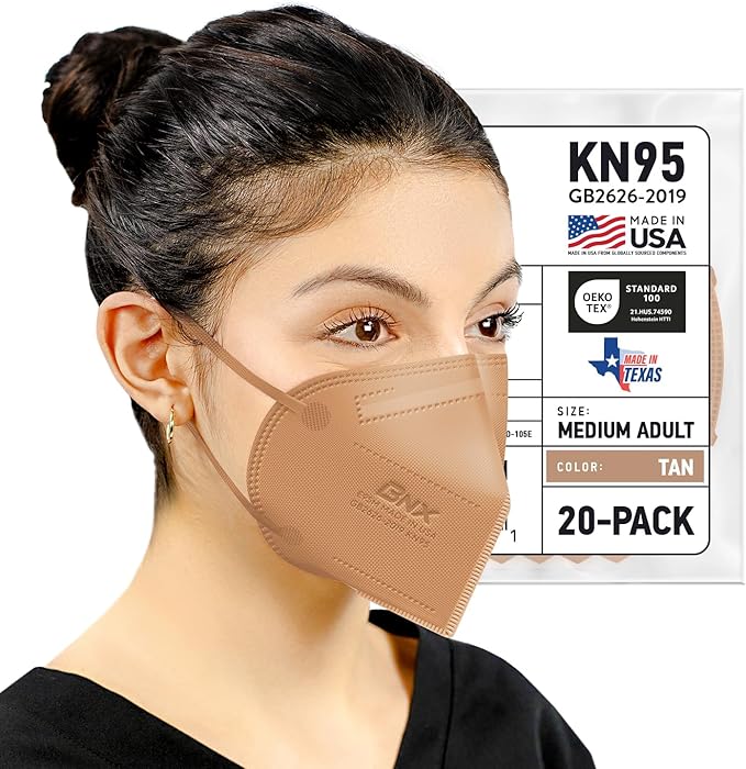 BNX KN95 Face Masks Made in USA (Adult Large, Adult Medium, Kids Small) (Earloop) (Model: E95/E95M/E95S)