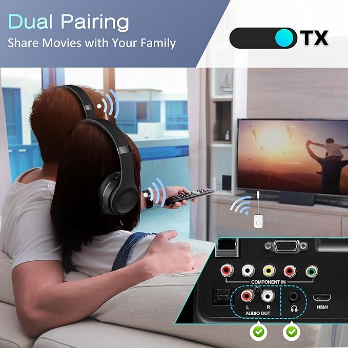 Bluetooth Transmitter Receiver, 2-in1 Bluetooth Adapter for Airplane, 5.3 Transmitter for TVs, Gym Equipment, Cars,Use with 3.5mm Jack and RCA Cable