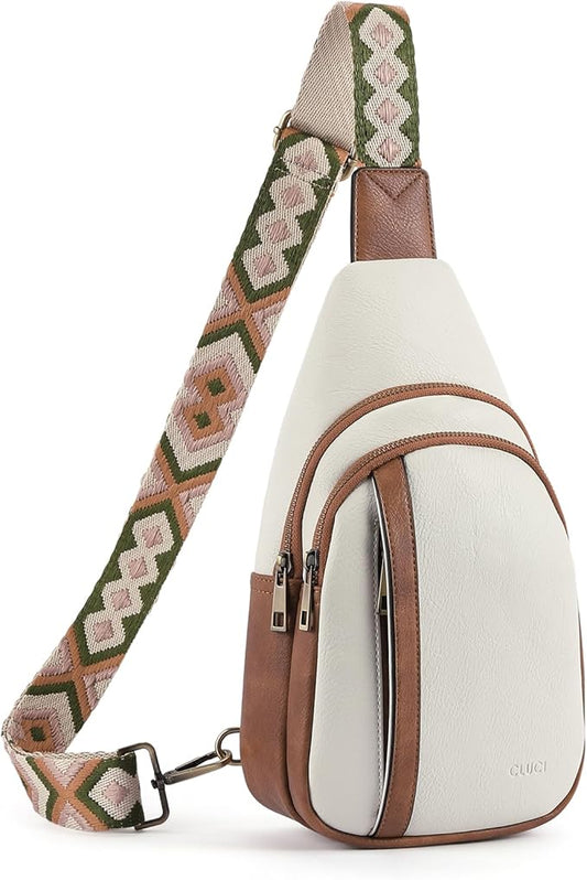 CLUCI Crossbody Bags for Women Men,Leather Sling Bag Cross Body Backpack for Woman Gifts for Women Birthday Unique