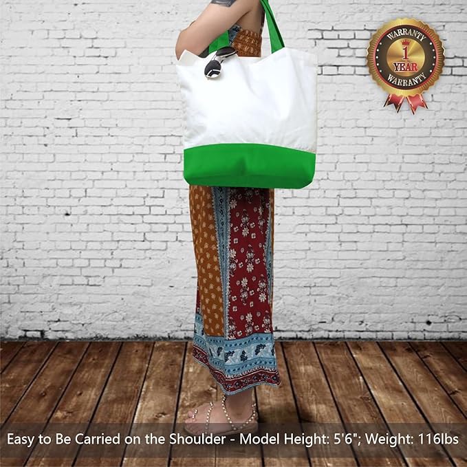 TOPDesign 1-Pack Super Strong Large 12oz Cotton Canvas Tote Bag, Reusable Grocery Shopping Cloth Bag, Fashionable Two-Tone Tote for Crafts, DIY Your Creative Designs