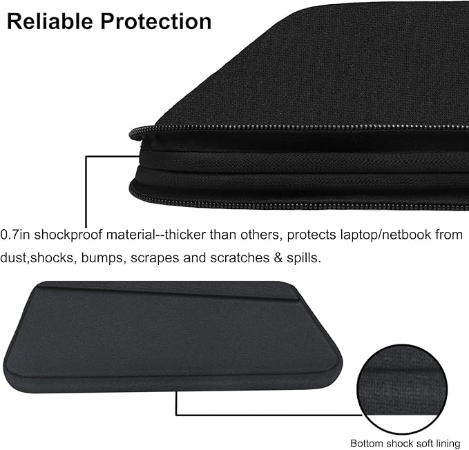 Laptop Sleeve Case 13.3 Inch, Durable 14 Inch Laptop Case Computer Carrying Bag Protective Cover Compatible with 13 14 inch MacBook Pro, MacBook Air, Dell, HP, Lenovo, Notebook, Computer, Black