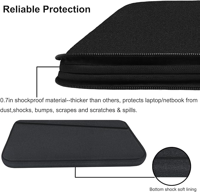 Laptop Sleeve 14 inch, Durable Computer Carrying Bag Protective Case Briefcase Handbag with Front Pocket, Slim Laptop Case Cover for Compatible with MacBook Air/Pro 14 inch Notebook Computer, Black