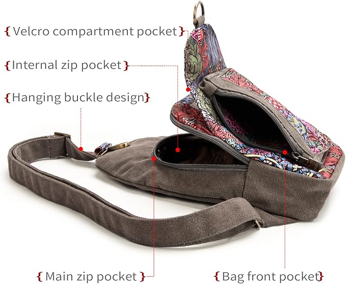 Black Butterfly Canvas Chest Bag, Small Chest Pack, Crossbody Bag for Travel, Inclined Shoulder Bag