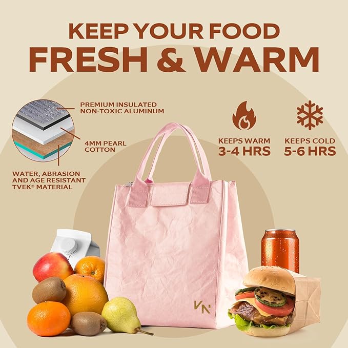 VonNova Women’s Insulated Lunch Bag with Premium 4mm Cooler Insulation, Cute Large 7L Lunch Tote for Office, Durable Small Lunch Box for Women, Stylish Lunchbox for Adults, Teens, Nurses, Teachers