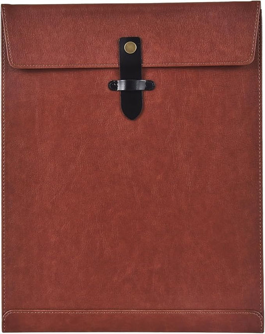 Brown PU Leather File Folder, Snap Closure File Organizer, Important Document Folder, Document Organizer, Laptop Sleeve Notebook Case, A4 Envelopes Filing Folder