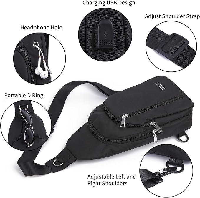 Seoky Rop Small Sling Bag Crossbody for Men Women One Strap Shoulder Cross Body Bag Sling Backpack for Travel