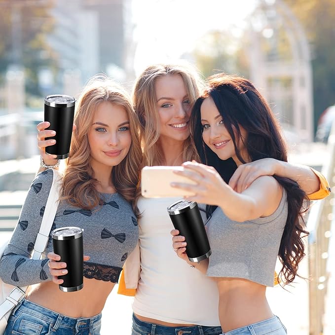 Sieral 36 Packs Stainless Steel Tumbler Bulk with Lid Vacuum Double Wall Insulated Travel Coffee Mug Powder Coated Tumbler Cup for Graduation Wedding Christmas Birthday Party(Black, 16 oz)