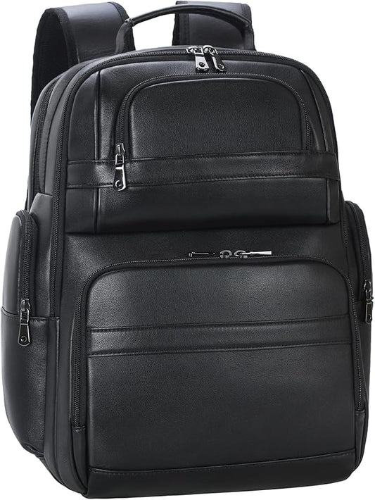 TIDING Men's Vintage Leather Backpack 15.6" Laptop Bag Large Capacity Business Travel Hiking Shoulder Daypacks