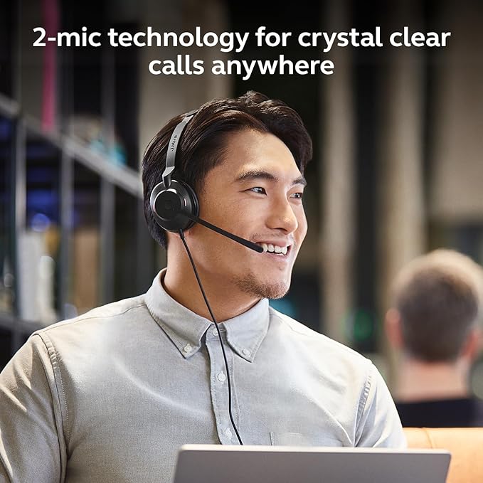 Jabra Evolve2 30 SE (2025 Version) Wired Dual-Ear Headset with Microphone for Work – Computer Headset - New USB-A and USB-C Cable - Works with All Online Meeting Platforms - Black