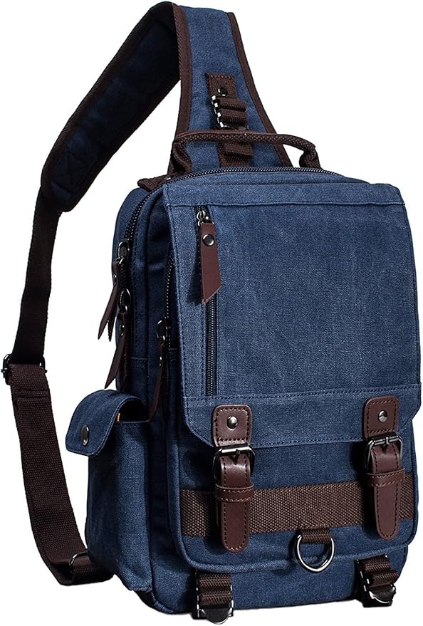 mygreen Canvas Cross Body Messenger Bag Shoulder Sling Backpack Travel Rucksack