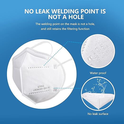 Akgk KN95 Face Mask 50 PCS, Breathable Protection 5-Ply White Masks, Cup Dust Safety