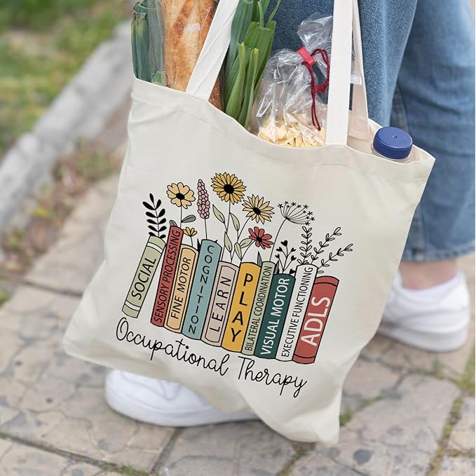 Occupational Therapist Gifts,OT Gifts, Occupational Therapist Canvas Tote Bags for Women, Reusable Grocery Bags