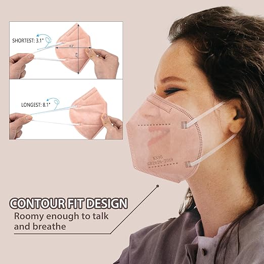 KN95 Face Masks 50 Pcs, 5-Ply Protection Dusty Rose KN95 Mask, Disposable Face Masks for Adults