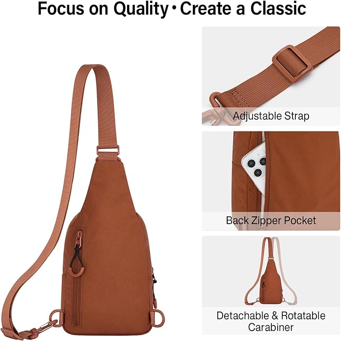 Hanke Crossbody Sling Bag for Women Men, Casual Cross Body Sling Bags, Lightweight Chest Bag for Outdoor Hiking Travel