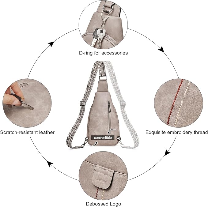 Womens Sling Bag Crossbody Bags for Women Vegan Leather Sling Backpack Daypack Fanny Pack Crossbody Purse Travel