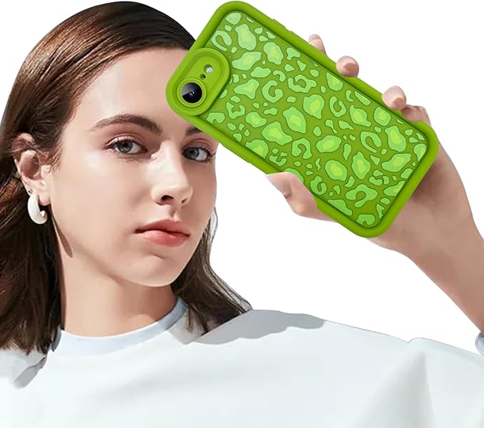 KANGHAR Case for iPhone 16e Leopard Printed Pattern Cute Cheetah Phone Case Soft TPU Shockproof Protective Cover for iPhone 16e 6.1 Inch Green