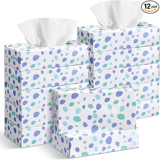 Yinder 12 Packs Facial Tissue Box 1560 Sheets Soft Facial Tissue Box for Fall Halloween Christmas 2 Ply 130 Sheets Disposable Travel Tissues Bulk for Car Household Kitchen(Spot)