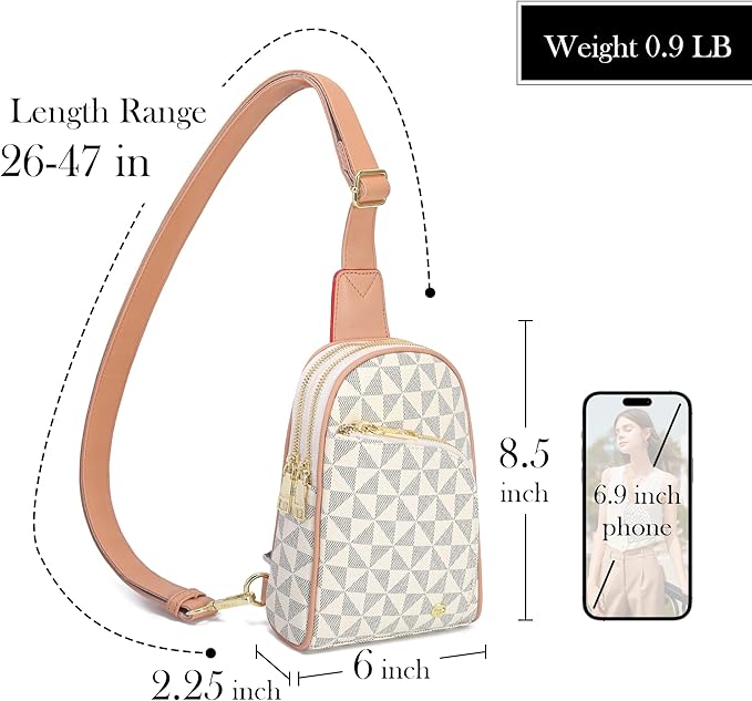 INICAT RFID Blocking Sling Bag Leather Crossbody Bags for Women Fanny Pack Cross Body for Woman Chest Bag for Travel 1.9L