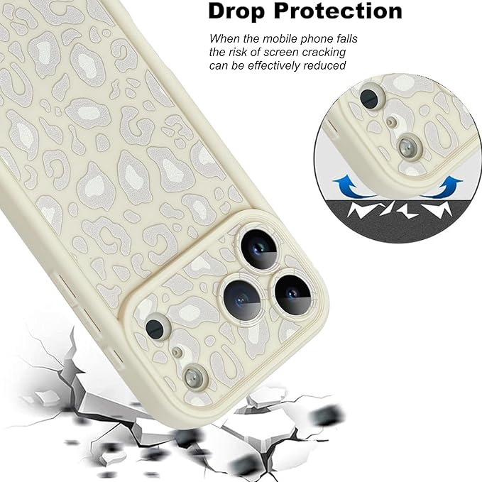 KANGHAR Case Compatible with iPhone 17 Pro Leopard Printed Pattern Cute Cheetah Phone Case Soft TPU Shockproof Protective Cover Designed for iPhone 17 Pro 6.3 Inch Beige with Gray Prints