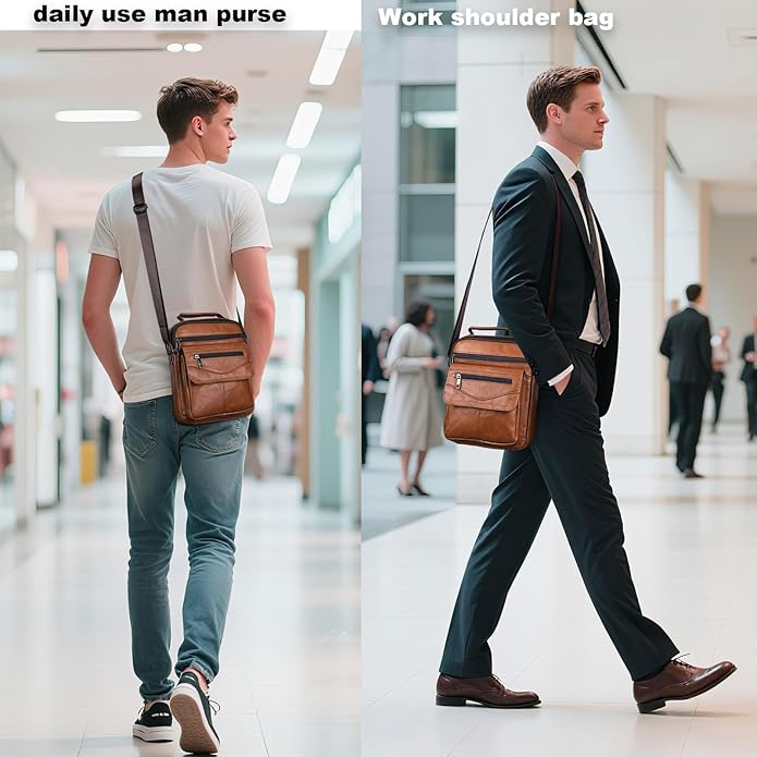 NIUCUNZH Genuine leather man purse mens crossbody sling bag small messenger shoulder Satchel