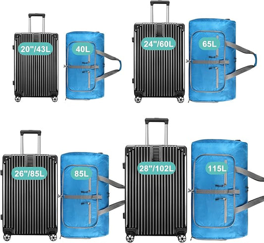 Dimayar Travel Duffle Bag for Men Women - Foldable Duffel Bag with Shoes Compartment - Overnight Bags Waterproof & Tear Resistant(115L,Light Blue)