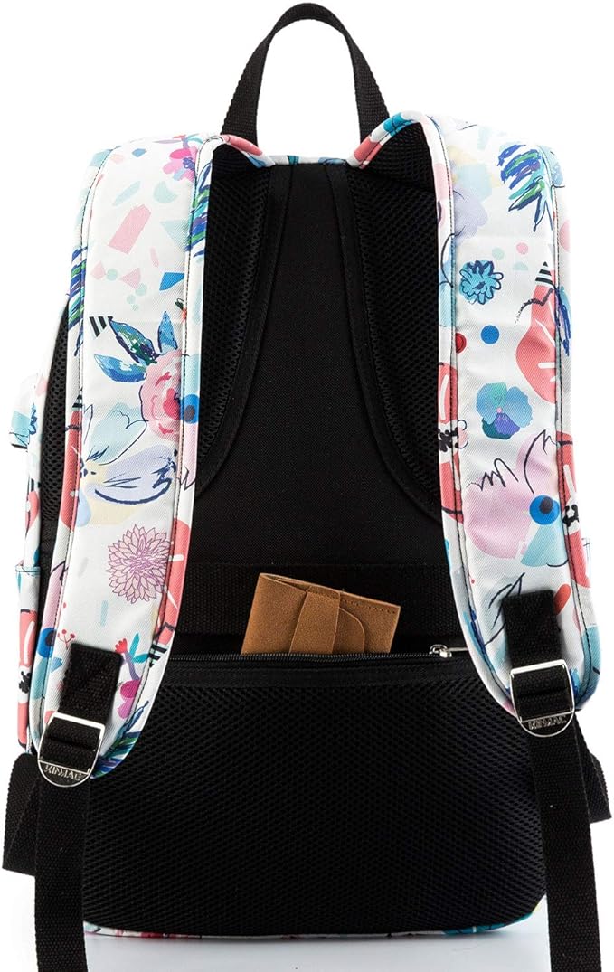 Kinmac Water Resistant Laptop Travel Outdoor Backpack with USB Charging Port for 13 inch 14 inch and 15.6 inch Laptop (Flowers)