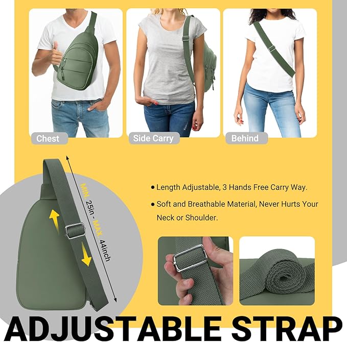 Crossbody Bags for Women, Sling Bag for Men, Small Hiking Backpack Anti Theft Lightweight for Outdoors Travel （M, Sage Green）