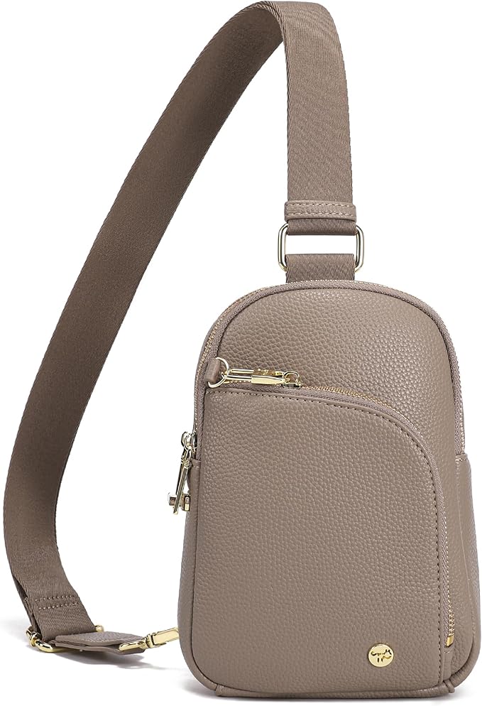 INICAT RFID Blocking Sling Bag Leather Crossbody Bags for Women Fanny Pack Cross Body for Woman Chest Bag for Travel 1.9L