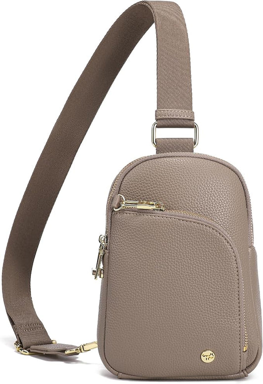 INICAT RFID Blocking Sling Bag Leather Crossbody Bags for Women Fanny Pack Cross Body for Woman Chest Bag for Travel 1.9L