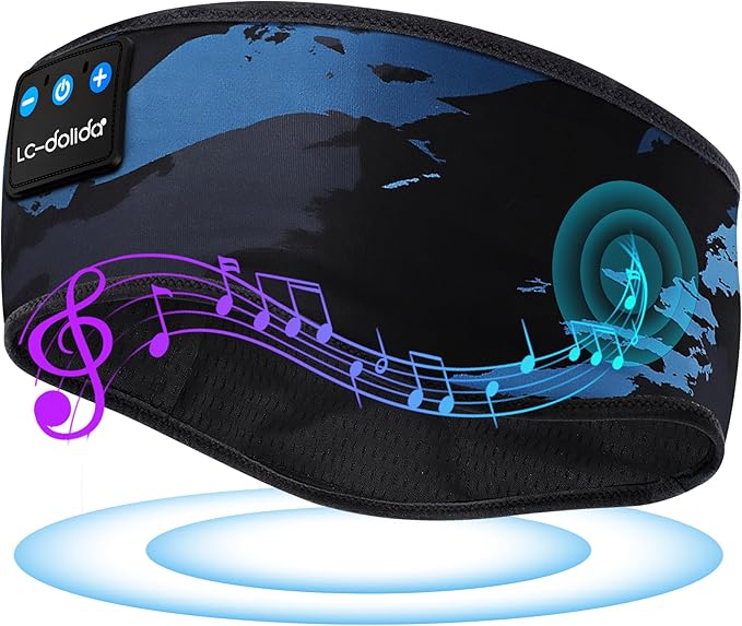 LC-dolida Sleep Headphones Bluetooth Headband, Sleep Headphones Wireless Bluetooth with Ultra-Thin HD Stereo Speaker, Sleep Headband Earphones for Workout Yoga Insomnia Meditation Gifts