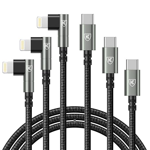 USB C to Lightning Cable 10FT [Apple MFi Certified] 3Pack Long iPhone Charger Cable 90 Degree i Phone Fast Charging Nylon Braided USB Lightning Cable for iPhone 14/13/12/11/Pro/Max/Plus/8/7/6/5S/iPad