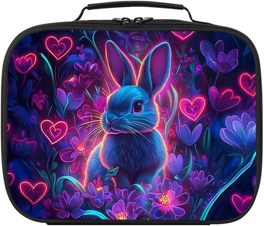 Bunny Lunch Box for Boys Girls, Double Insulated Lunch Bag for Kids at Primary Elementary School, 600D Polyester, Leak Resistant, Lightweight, Fits Most Bento Boxes