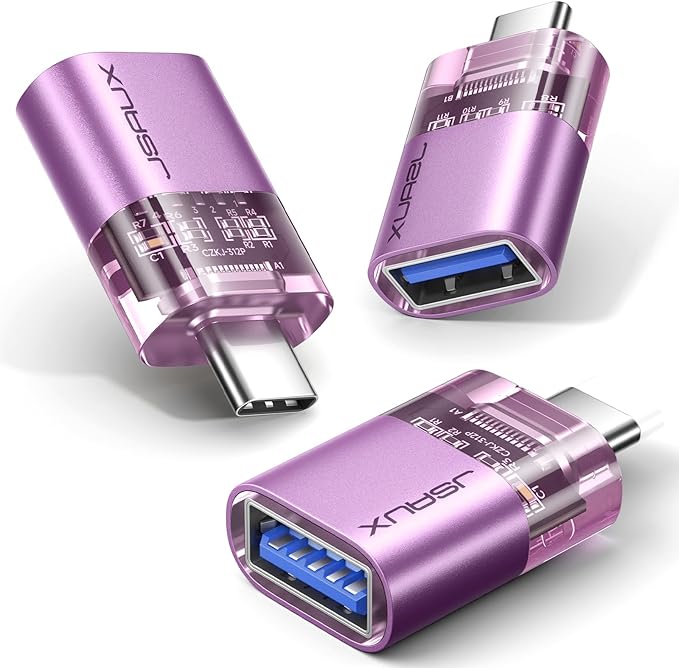 JSAUX USB C Male & Female Adapter 3.0 [Pack of 3], Compatible With MacBook Pro/Air & USB-C Devices - Purple