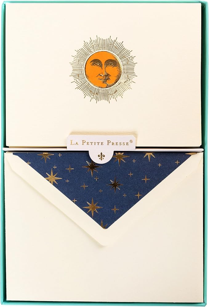 Graphique Sun Designer Cards Luxe Collection, Gold Foil Embossed Stationary Boxed Set, 10 Blank Cards with 11 Envelopes, All Occasion Greetings, 5.25" x 3.8"