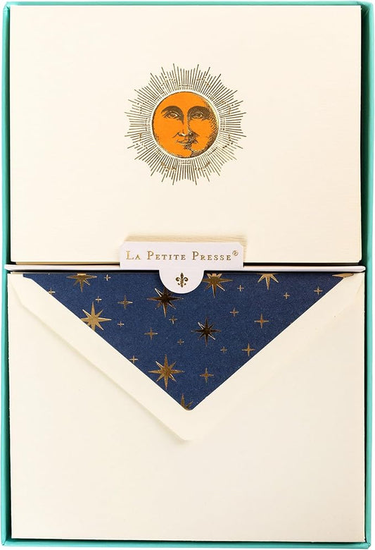 Graphique Sun Designer Cards Luxe Collection, Gold Foil Embossed Stationary Boxed Set, 10 Blank Cards with 11 Envelopes, All Occasion Greetings, 5.25" x 3.8"