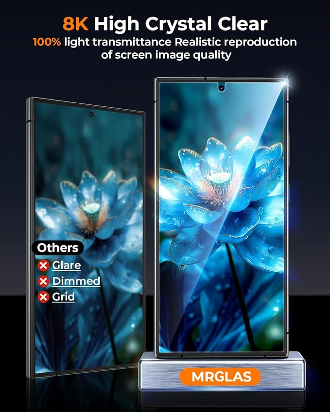 MRGLAS Top 9H+Tempered Glass for Samsung Galaxy S24 Plus Screen Protector 6.7'' [Auto Alignment Kit][10X Military Protection] with Camera Lens Protector[0 Bubble][0.001s Fingerprint Unlock], 2+2 Packs